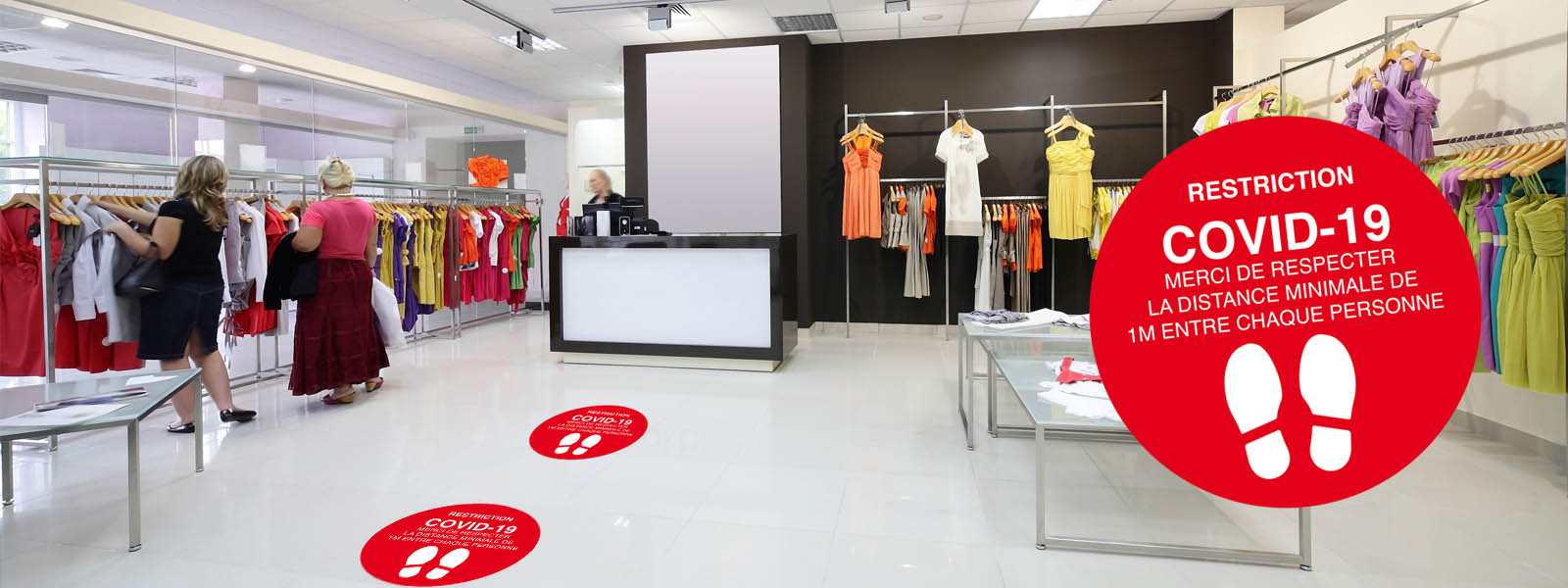 adhésif spécial sol civid 19 pour magasin