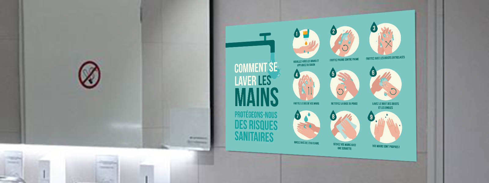 panneau affichage lavage des mains covid 19